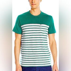 Ben Sherman Jade Green Yoked Stripe Short Sleeve T-Shirt Size Medium